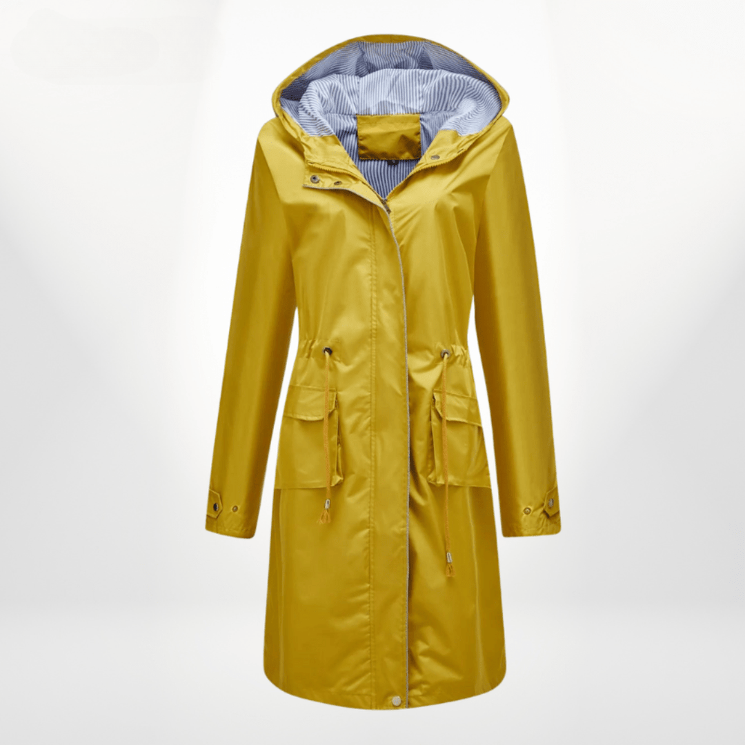Damen Regenjacke mit Kapuze für Alltag in Gelb