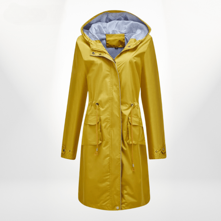 Damen Regenjacke mit Kapuze für Alltag in Gelb