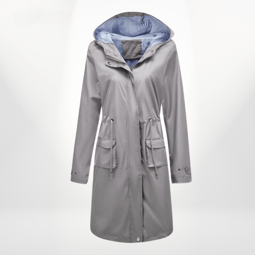 Damen Regenjacke mit Kapuze für Alltag in Grau