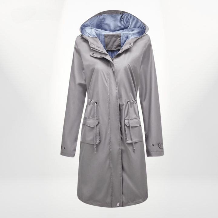 Damen Regenjacke mit Kapuze für Alltag in Grau