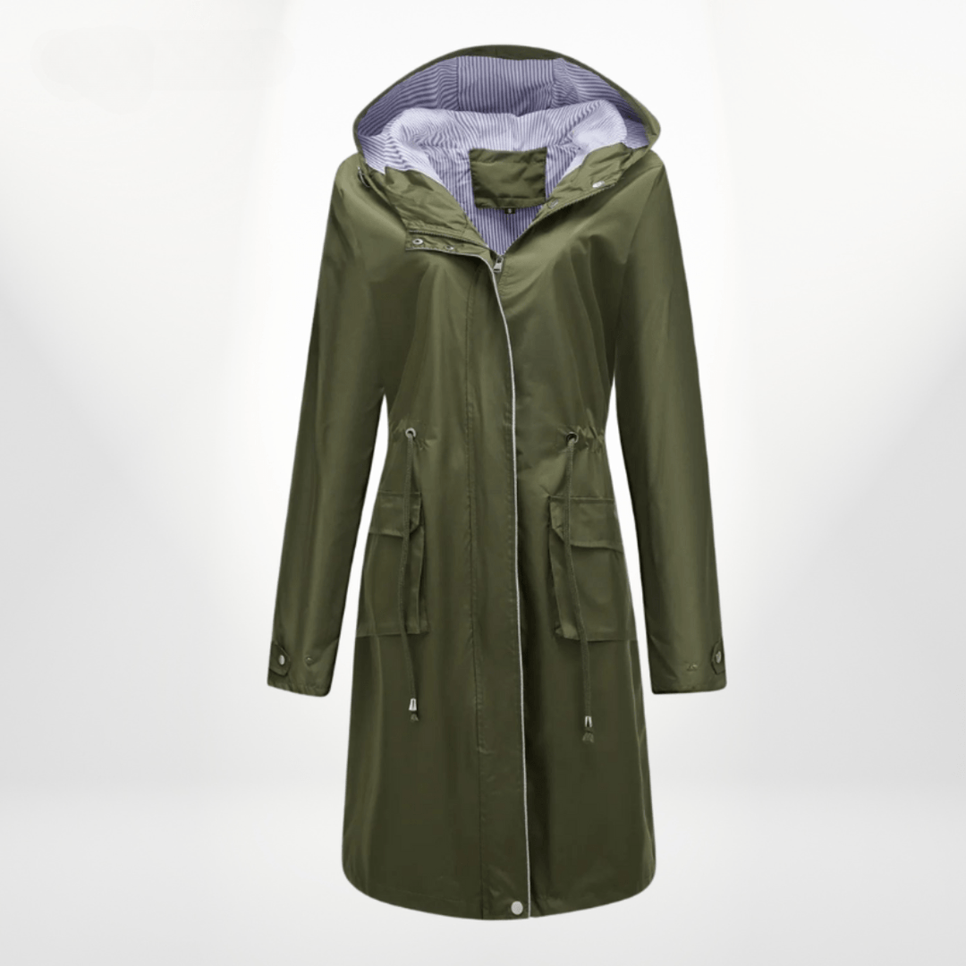 Damen Regenjacke mit Kapuze für Alltag in Grün