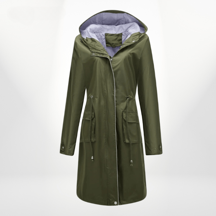 Damen Regenjacke mit Kapuze für Alltag in Grün