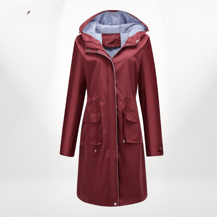 Damen Regenjacke mit Kapuze für Alltag in Rot