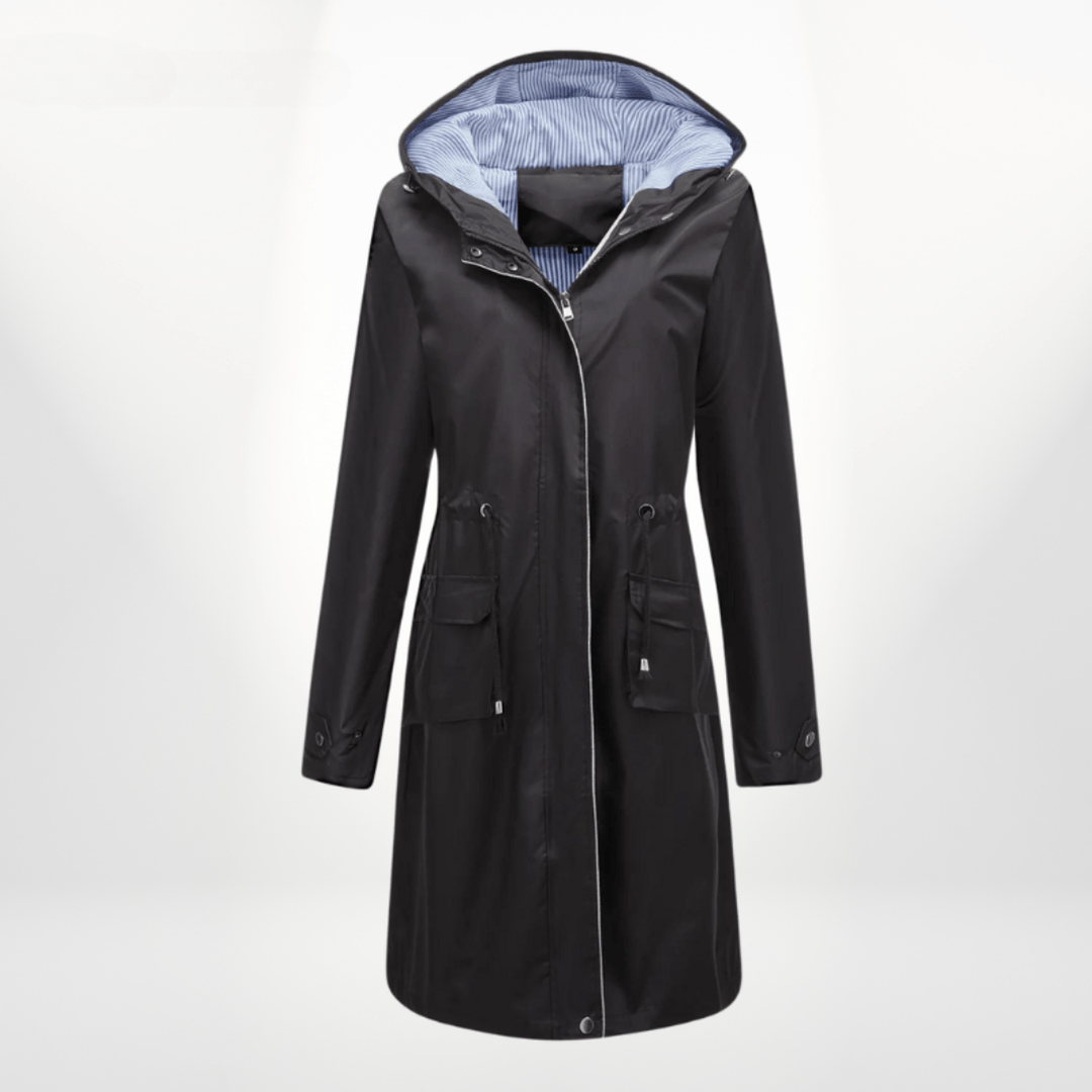Damen Regenjacke mit Kapuze für Alltag in Schwarz