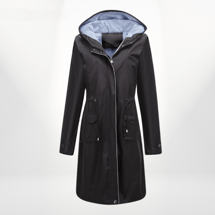 Damen Regenjacke mit Kapuze für Alltag in Schwarz