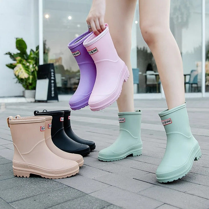 Damen Regenstiefel mit rutschfester Gummisohle (10)