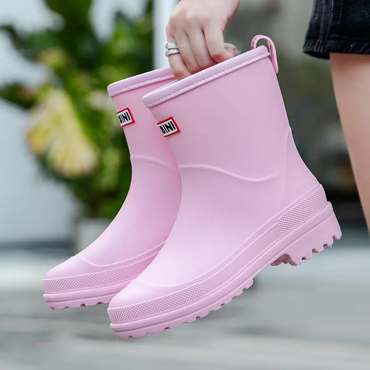 Damen Regenstiefel mit rutschfester Gummisohle in Rosa