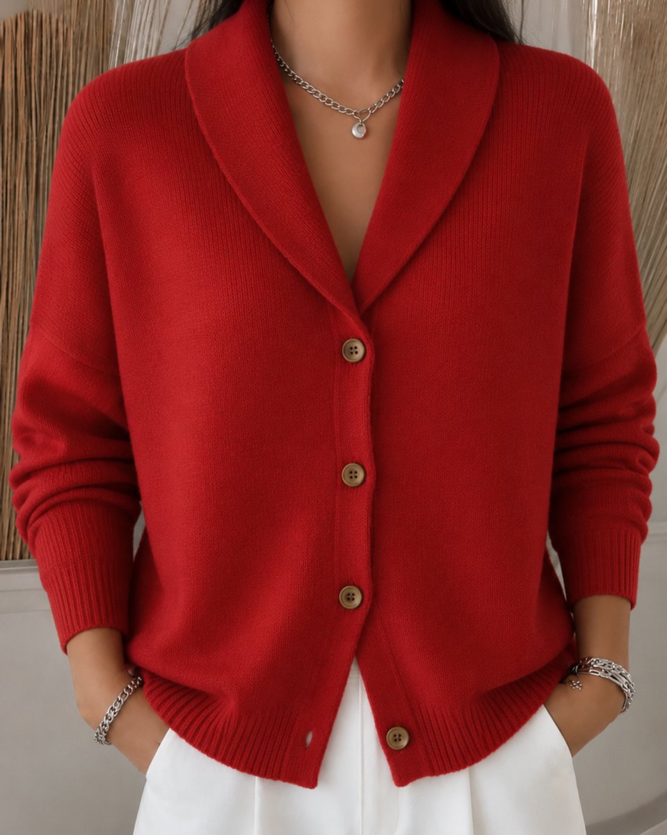 Damen Relaxed-Fit Strickjacke für den Alltag in Rot