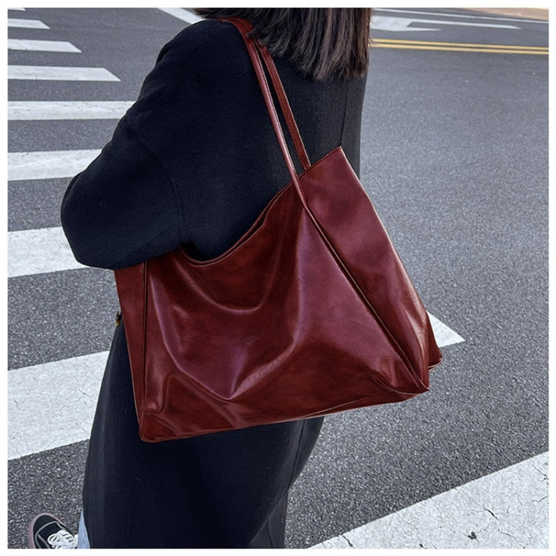 Damen Retro PU-Leder Laptoptasche mit großem Stauraum (4)