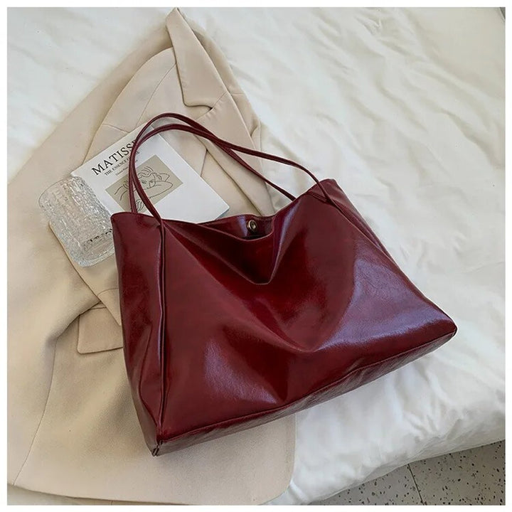 Damen Retro PU-Leder Laptoptasche mit großem Stauraum in Rot