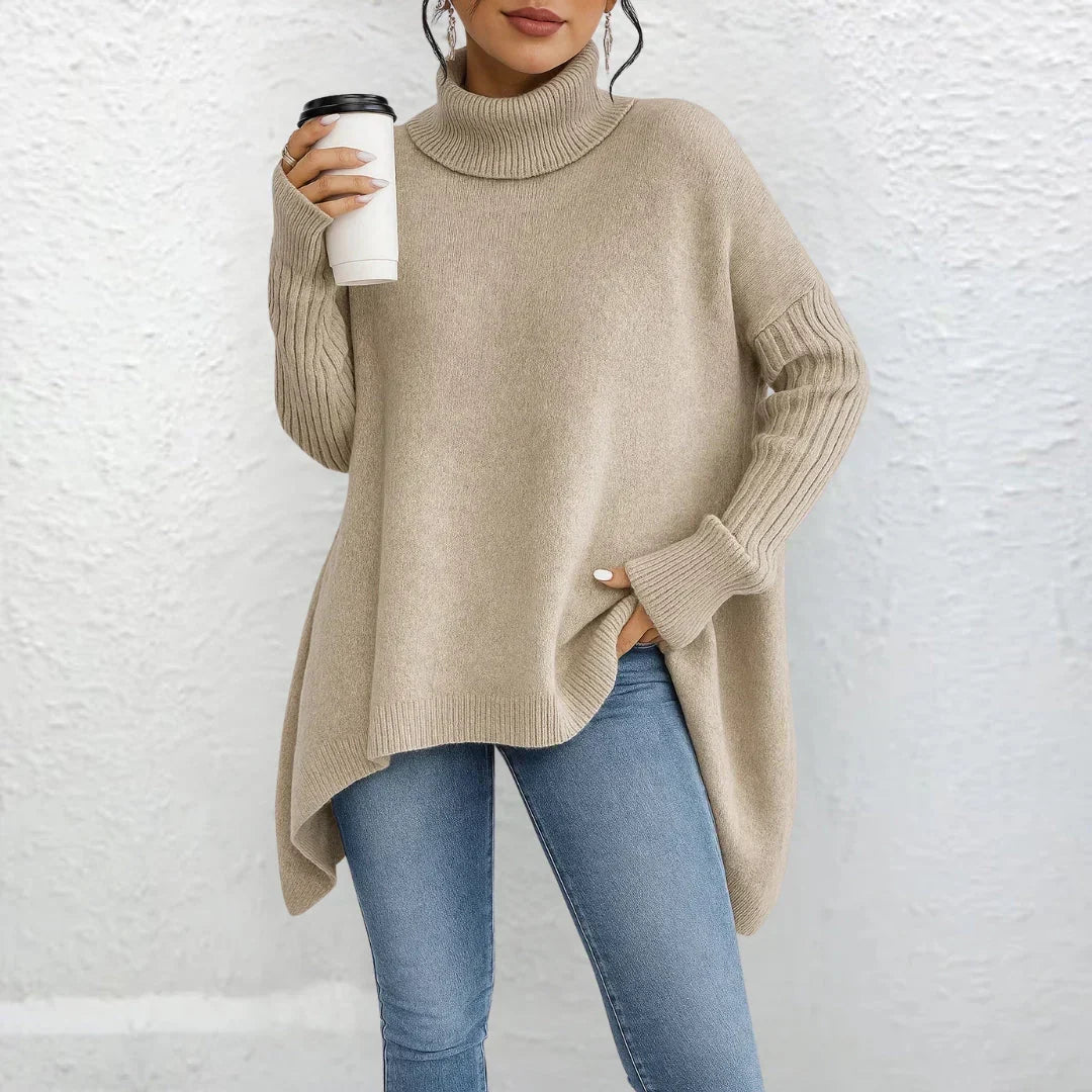 Damen Rollkragen Pullover für den Herbst in Beige