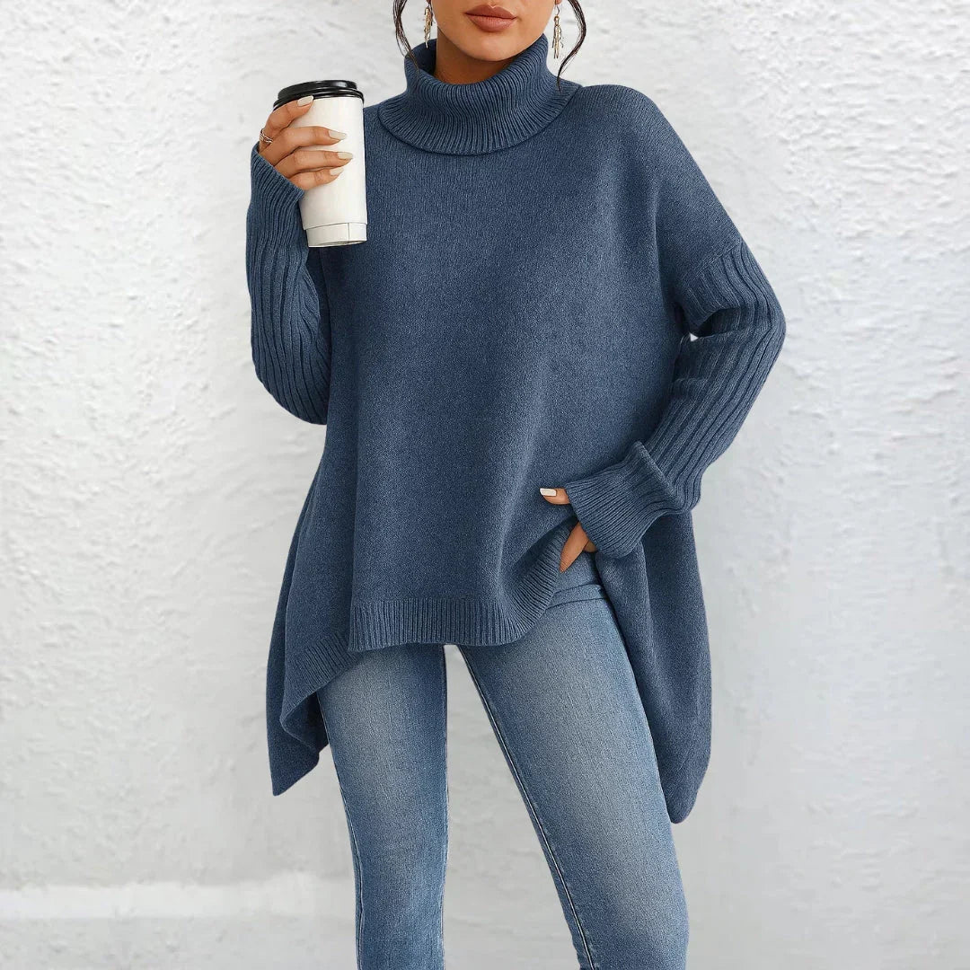 Damen Rollkragen Pullover für den Herbst in Blau