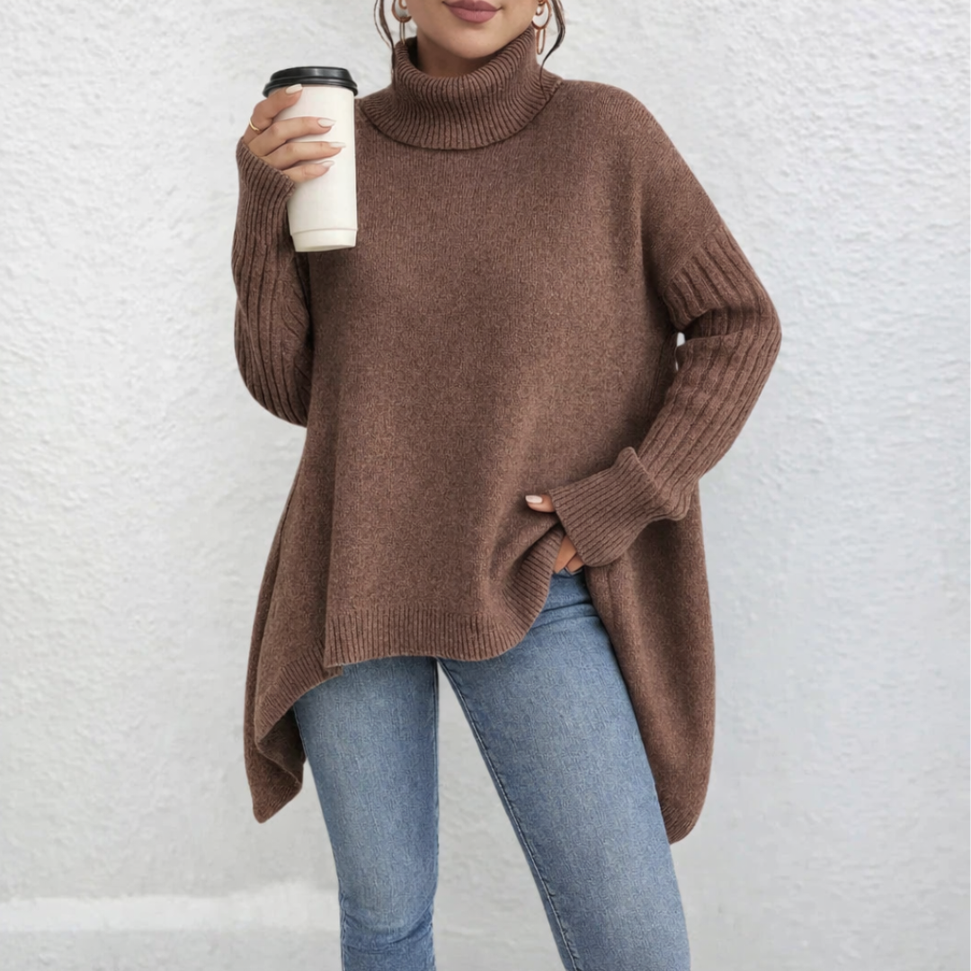 Damen Rollkragen Pullover für den Herbst in Braun