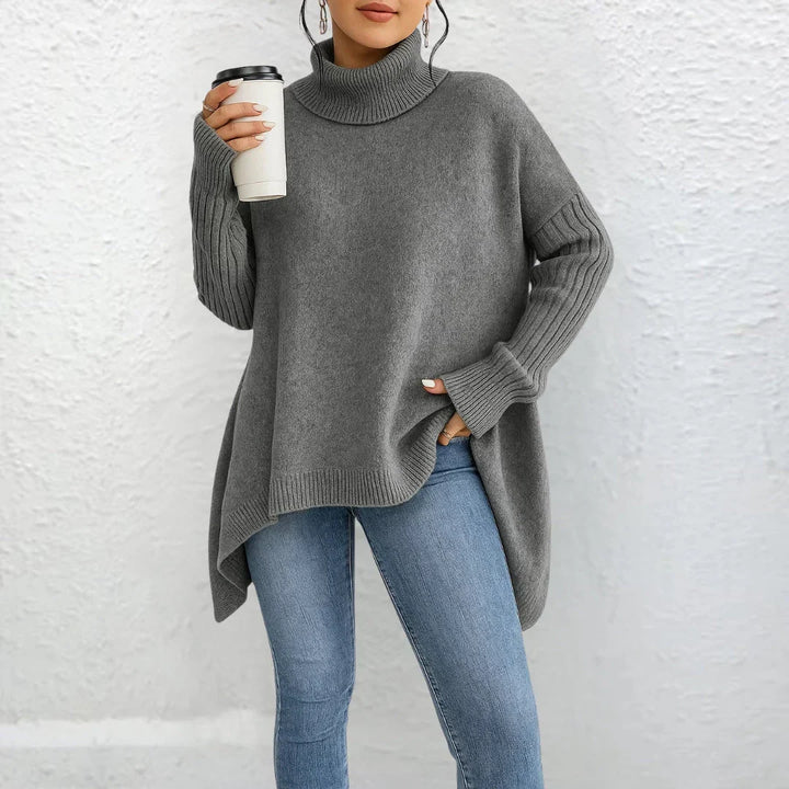 Damen Rollkragen Pullover für den Herbst in Dunkelgrau