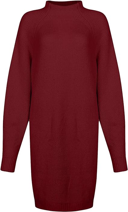Damen Rollkragen Strickkleid in Minilänge (14)