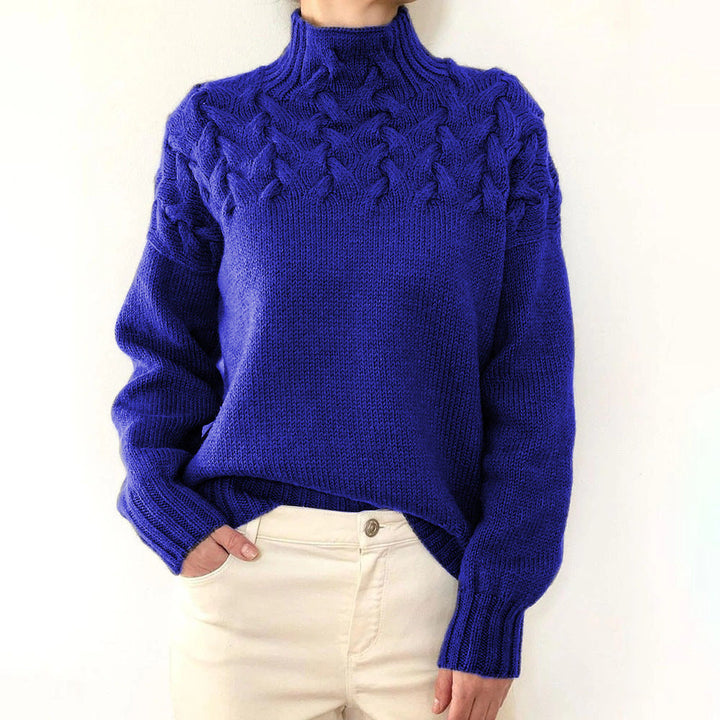 Damen Rollkragen Strickpullover für den Herbst in Blau 2