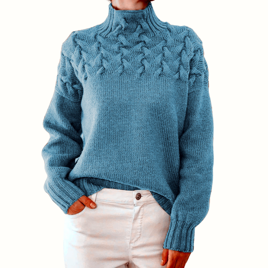 Damen Rollkragen Strickpullover für den Herbst in Blau