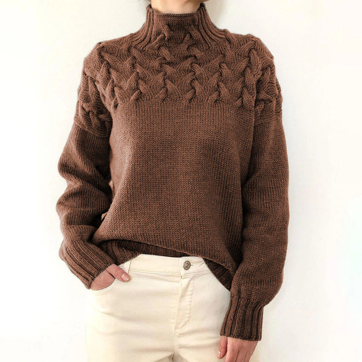 Damen Rollkragen Strickpullover für den Herbst in Braun