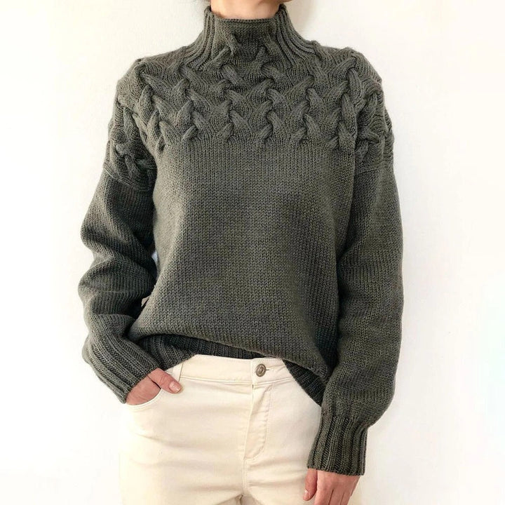 Damen Rollkragen Strickpullover für den Herbst in Grau