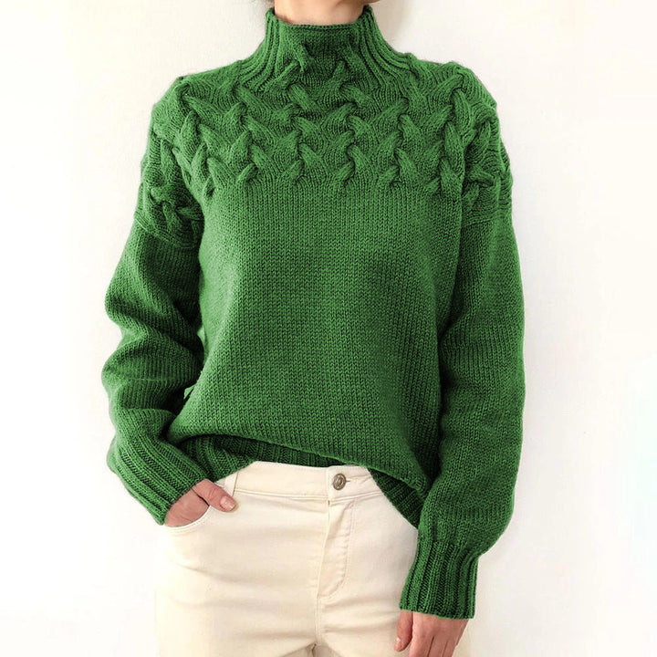Damen Rollkragen Strickpullover für den Herbst in Grün