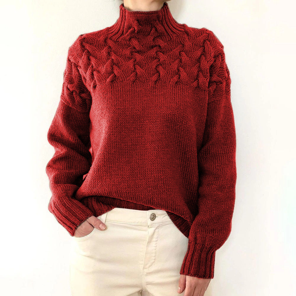Damen Rollkragen Strickpullover für den Herbst in Rot