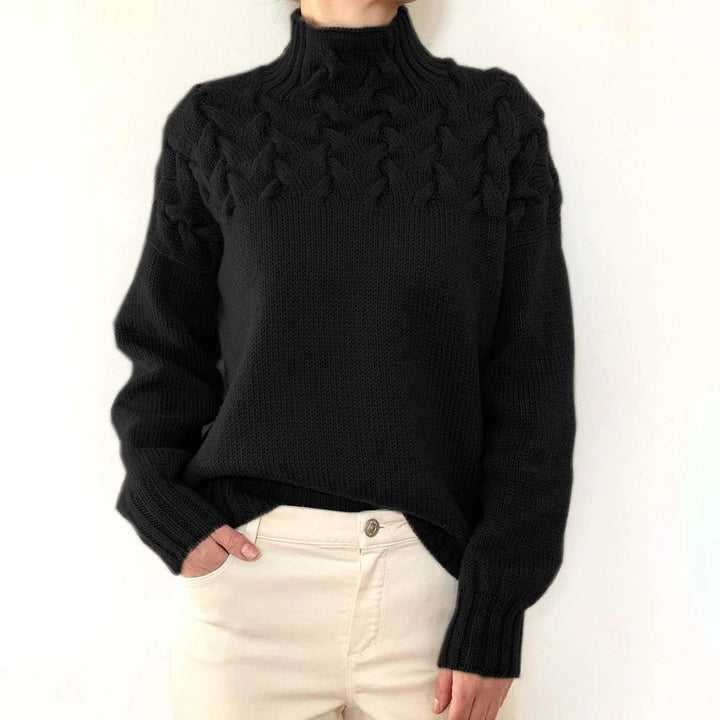 Damen Rollkragen Strickpullover für den Herbst in Schwarz