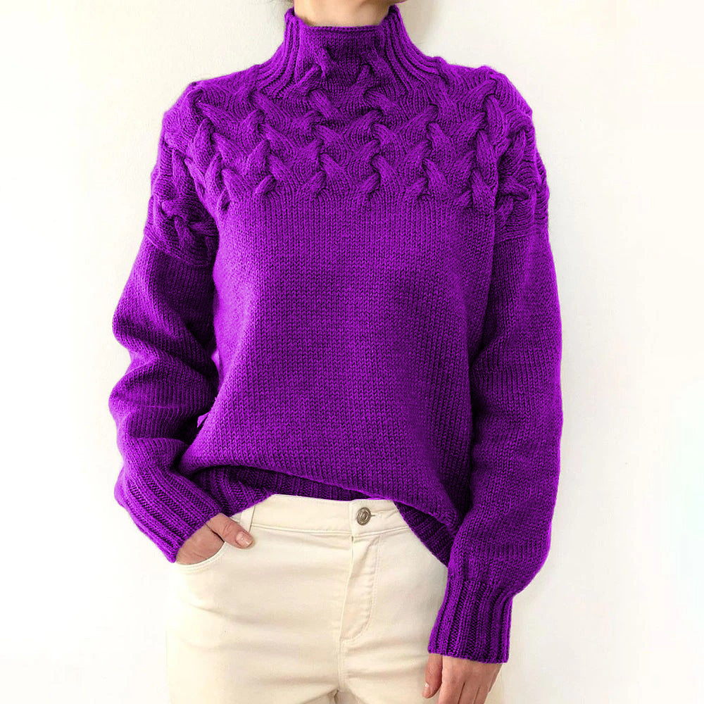 Damen Rollkragen Strickpullover für den Herbst in Violett