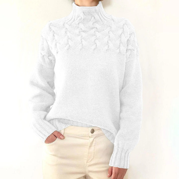 Damen Rollkragen Strickpullover für den Herbst in Weiß