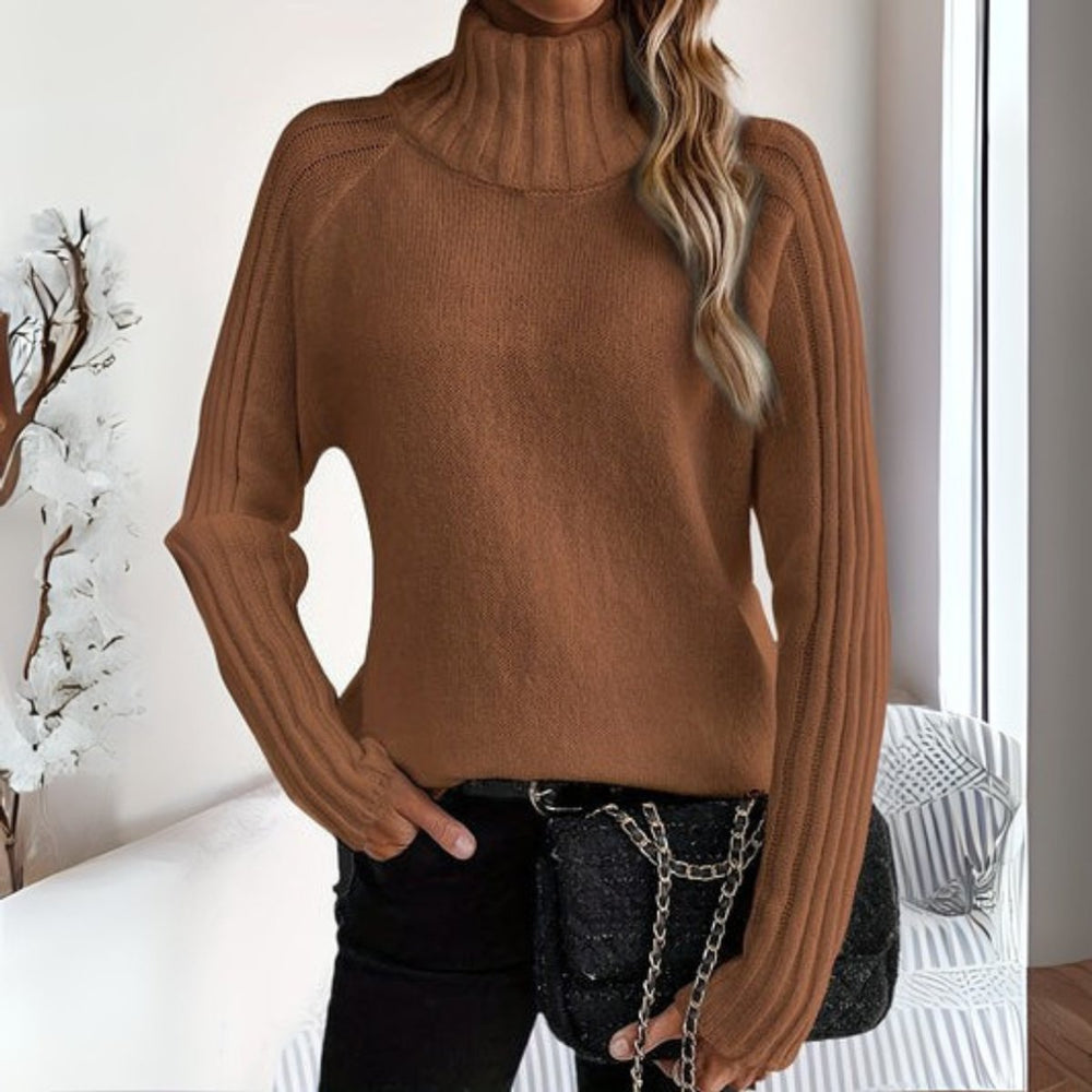 Damen Rollkragenpullover für gemütliche Herbsttage in Braun