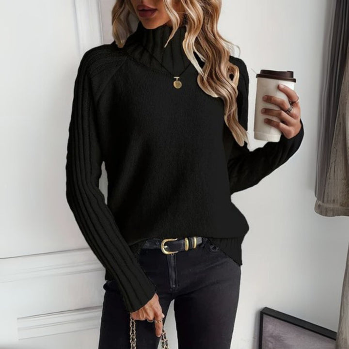 Damen Rollkragenpullover für gemütliche Herbsttage in Schwarz