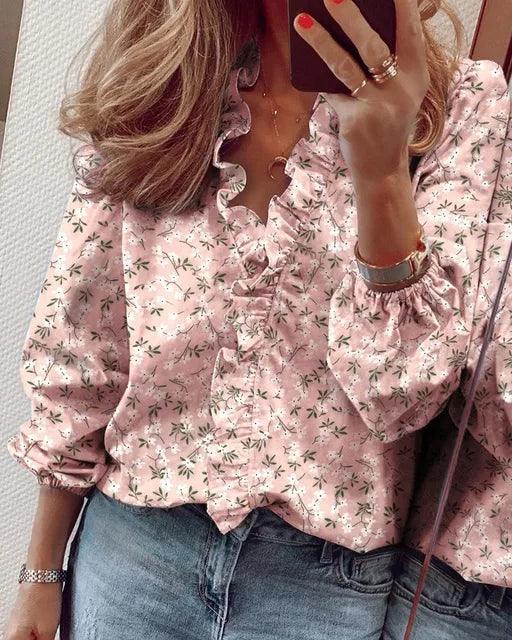 Damen Rüschen-Bluse für den Sommer in Rosa