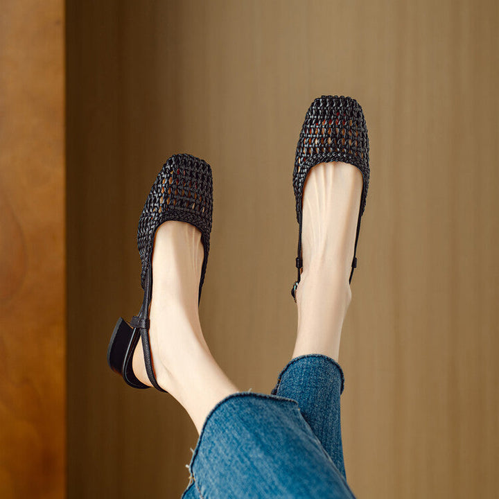 Damen Sandalen mit Geflecht und Blockabsatz (4)