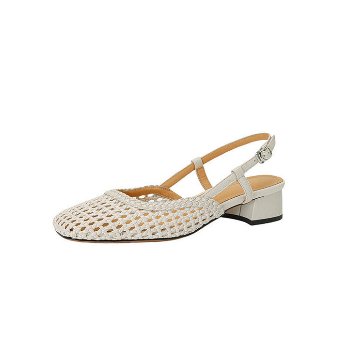 Damen Sandalen mit Geflecht und Blockabsatz (5)