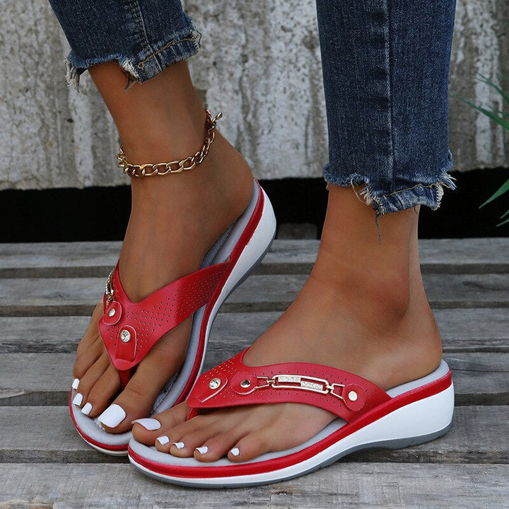Damen Sandalen mit Orthopädischer Polsterung in Rot