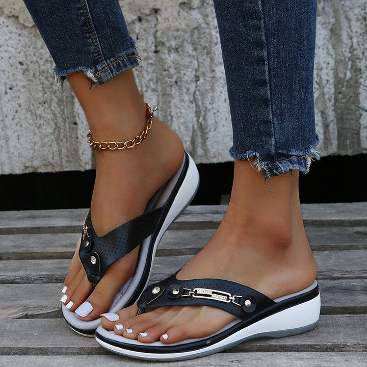 Damen Sandalen mit Orthopädischer Polsterung in Schwarz