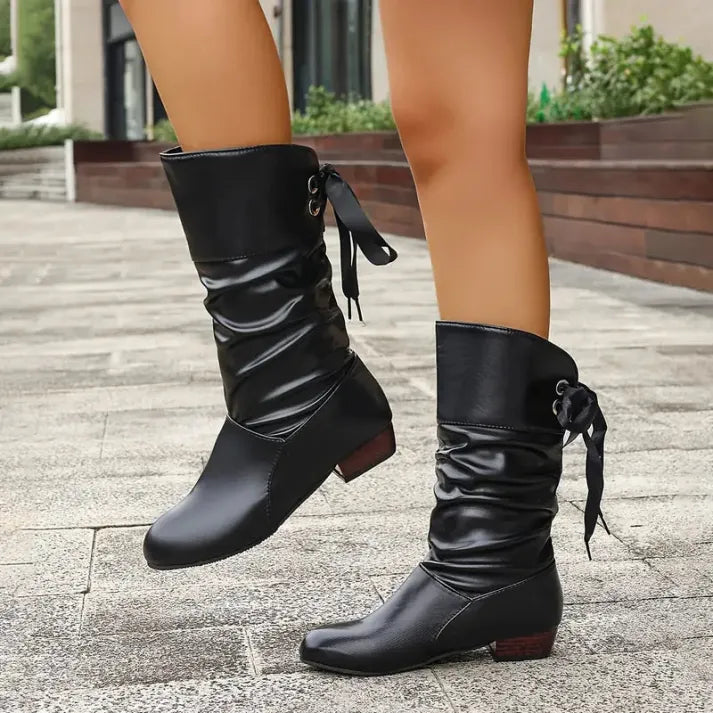 Damen Schnürstiefel aus Leder für Herbstmode (5)