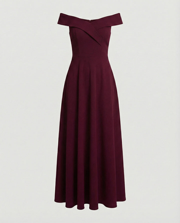 Damen schulterfreies Maxikleid für Hochzeiten in Rot