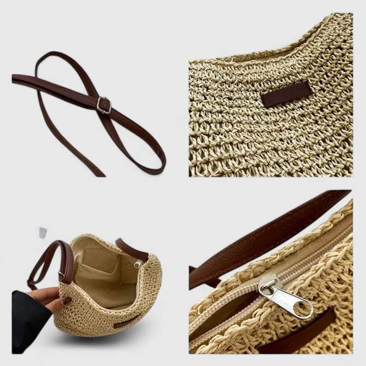 Damen Schultertasche aus Gewebe für Sommer (5)