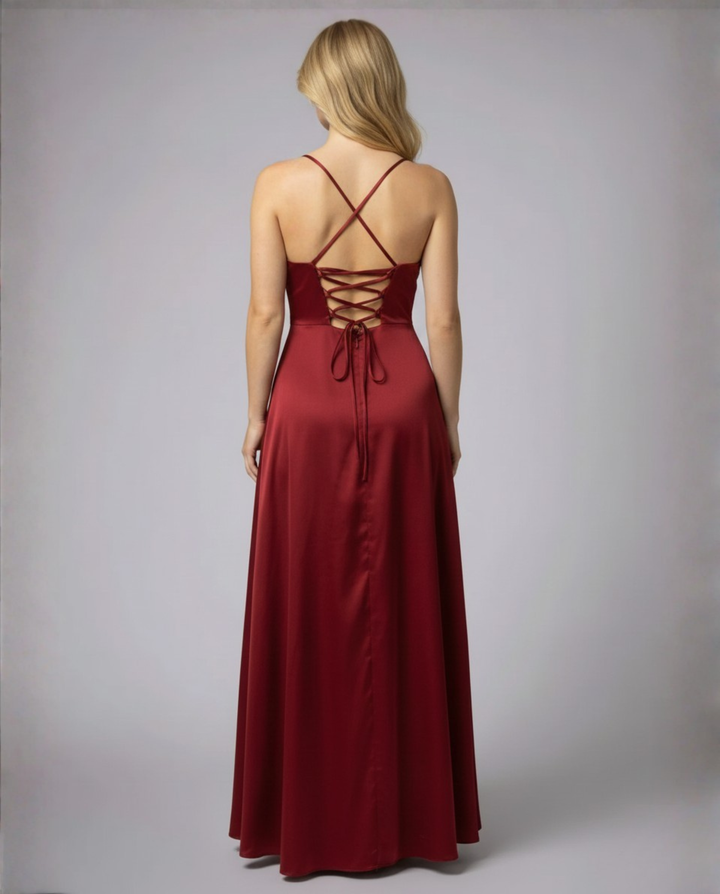 Damen Seiden Maxikleid für Hochzeitsgäste (3)
