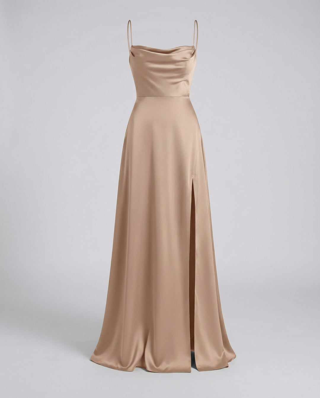 Damen Seiden Maxikleid für Hochzeitsgäste in Braun