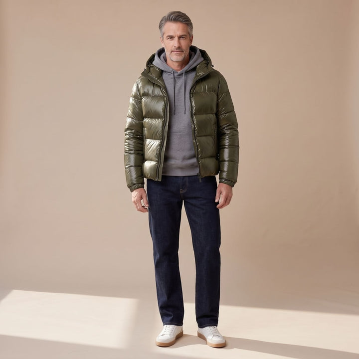 Damen Sherpa-gefütterte Winterjacke mit Kapuze in Grün