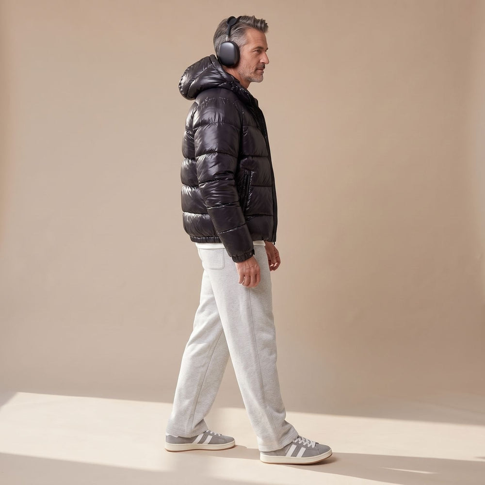 Damen Sherpa-gefütterte Winterjacke mit Kapuze in Schwarz