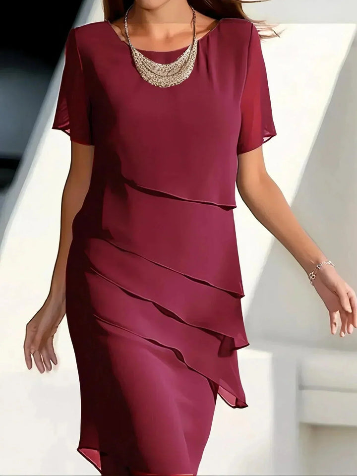 Damen Sommer Abendkleid im eleganten Lagenlook (2)