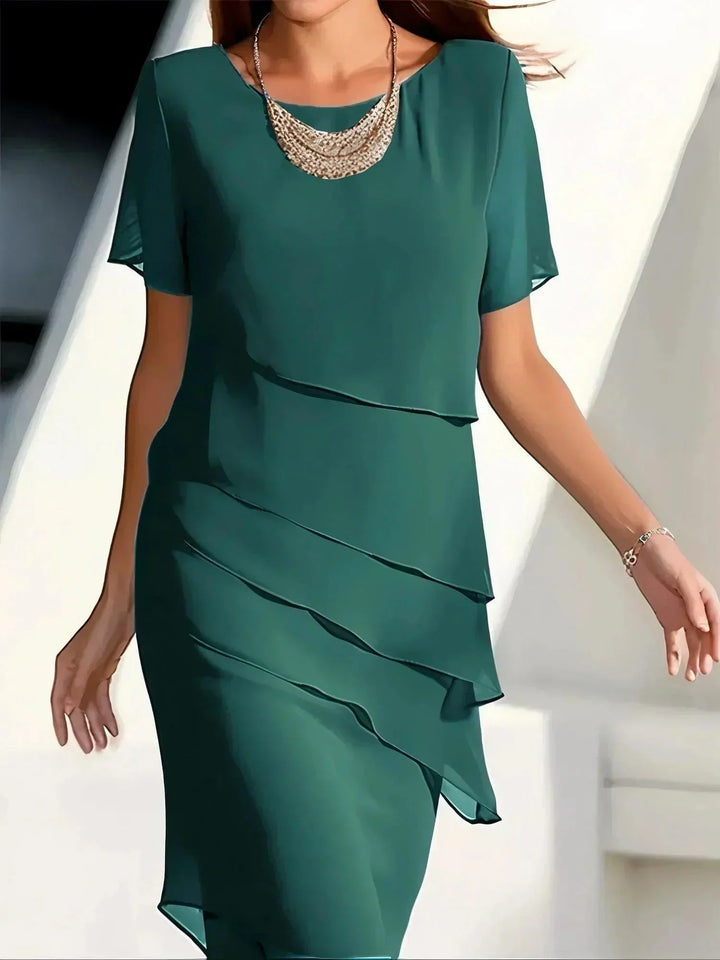 Damen Sommer Abendkleid im eleganten Lagenlook (3)