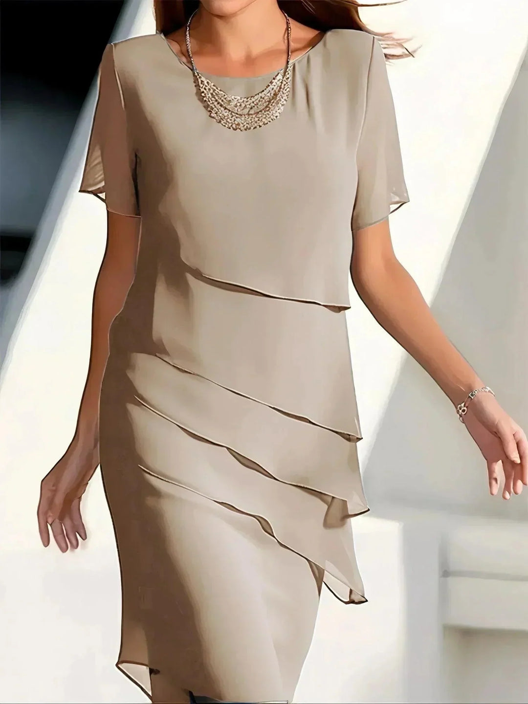 Damen Sommer Abendkleid im eleganten Lagenlook (4)