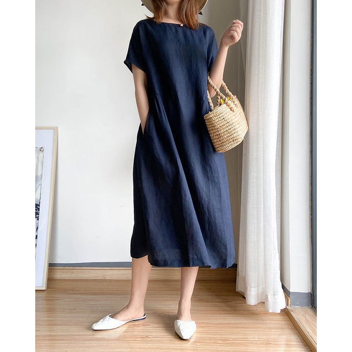 Damen Sommerkleid in Midi-Länge im Casual-Stil in Dunkelblau 2