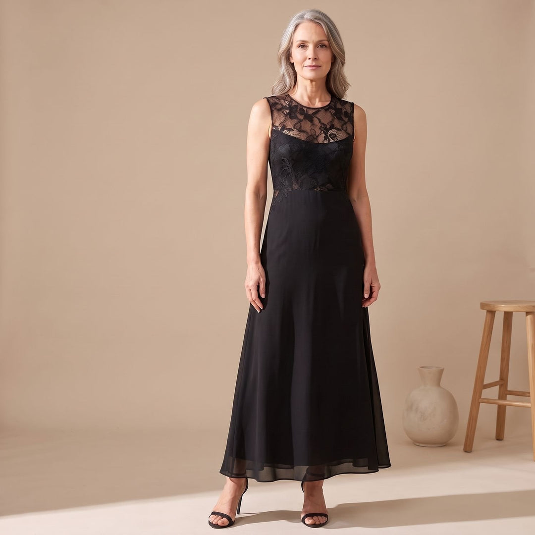 Damen Spitzen-Maxikleid für Hochzeitsgäste mit A-Linie (2)