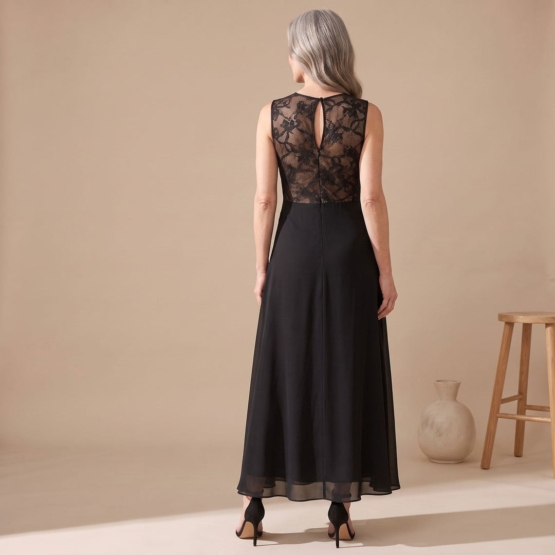 Damen Spitzen-Maxikleid für Hochzeitsgäste mit A-Linie (4)