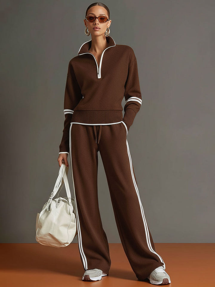 Damen Sportliches Vintage-Set in Braun