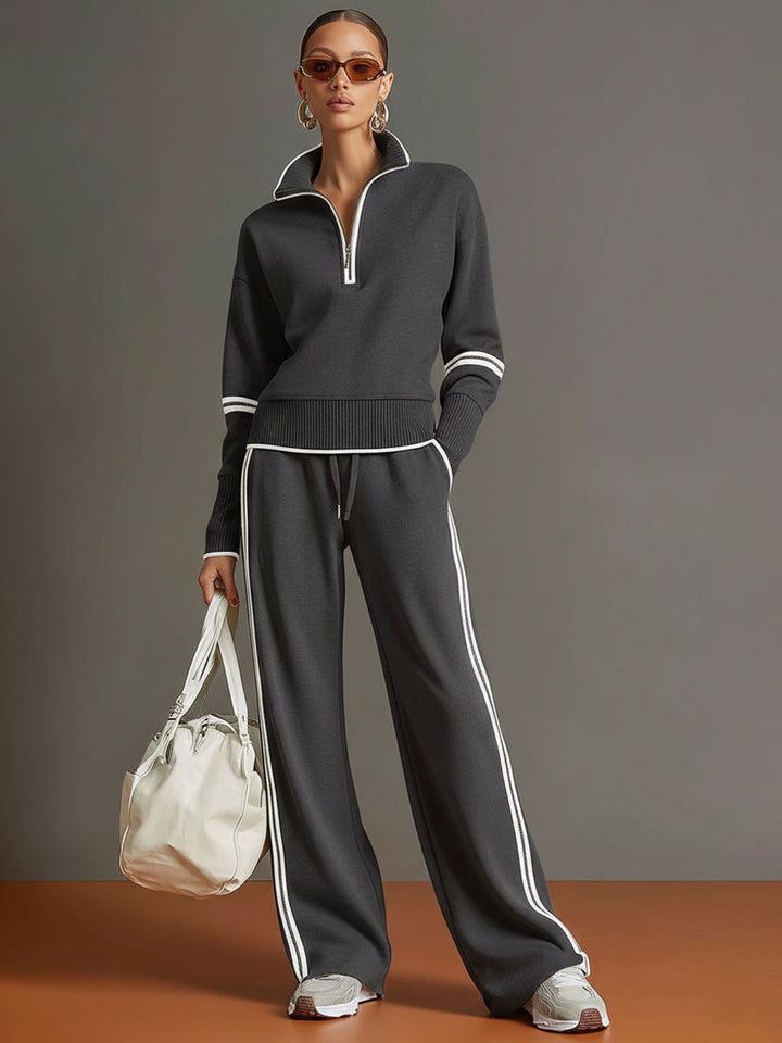 Damen Sportliches Vintage-Set in Dunkelgrau